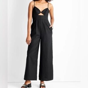 Black Spaghetti-Strap Wide-Leg Jumpsuit